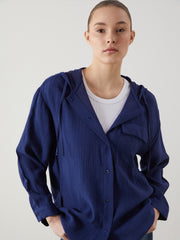 LCW Modest Hooded Textured Oversize Crinkle Women Tunic