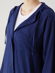 LCW Modest Hooded Textured Oversize Crinkle Women Tunic