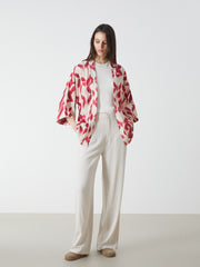 LCW Vision Shawl Collar Patterned Oversize Women Kimono