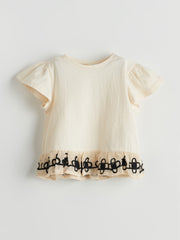 LCW Kids Crew Neck Embroidered Baby Girl T-Shirt