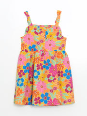 LCW Kids Floral Ruffle Girls Linen Dress