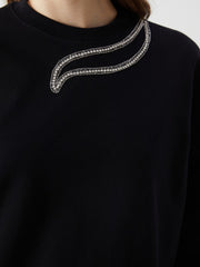 LCW Modest Crew Neck Embroidered Women Sweatshirt Tunic