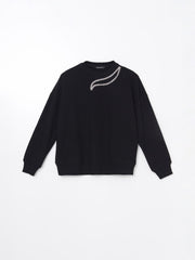 LCW Modest Crew Neck Embroidered Women Sweatshirt Tunic