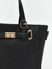 LCW ACCESSORIES Black Leather Look Women Shoulder Bag