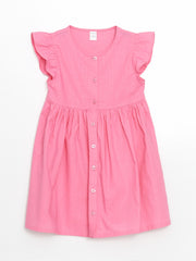 LCW Kids Pleated Girl Linen Look Shirt Dress