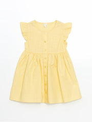 LCW Kids Pleated Girl Linen Look Shirt Dress