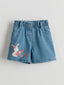 LCW Kids Blue Elastic Waist Printed Girls Jean Shorts