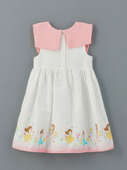 LCW baby Ecru Crew Neck Ribbon Detailed Girls Dress