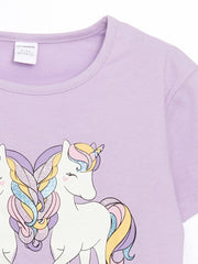 LCW Kids Crew Neck Printed Girls T-Shirt