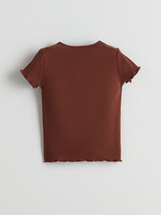 LCW Kids Brown Crew Neck Floral Girls T-Shirt 2-Pack