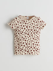 LCW Kids Brown Crew Neck Floral Girls T-Shirt 2-Pack