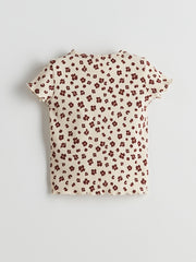 LCW Kids Brown Crew Neck Floral Girls T-Shirt 2-Pack