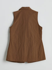 LCW Classic Jacket Collar Linen Look Women Classic Vest