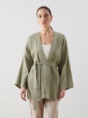 LCWAIKIKI Classic Brown Shawl Collar Women Kimono