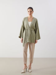 LCWAIKIKI Classic Brown Shawl Collar Women Kimono