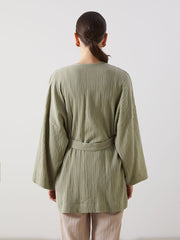 LCWAIKIKI Classic Brown Shawl Collar Women Kimono