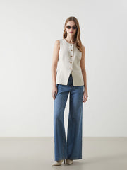 LCW Vision Ecru Crew Neck Women Classic Vest