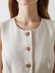 LCW Vision Ecru Crew Neck Women Classic Vest