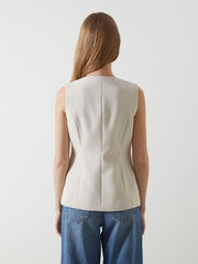 LCW Vision Ecru Crew Neck Women Classic Vest