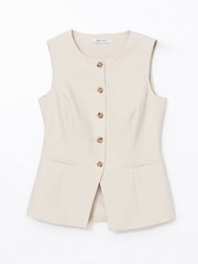 LCW Vision Ecru Crew Neck Women Classic Vest
