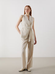 LCW Vision Jacket Collar Linen Blend Women Classic Vest