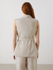 LCW Vision Jacket Collar Linen Blend Women Classic Vest