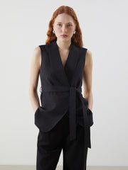 LCW Vision Jacket Collar Linen Blend Women Classic Vest