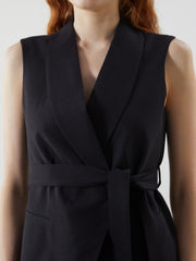 LCW Vision Jacket Collar Linen Blend Women Classic Vest