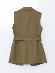 LCW Vision Jacket Collar Linen Blend Women Classic Vest