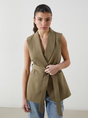 LCW Vision Jacket Collar Linen Blend Women Classic Vest