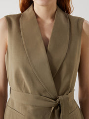 LCW Vision Jacket Collar Linen Blend Women Classic Vest