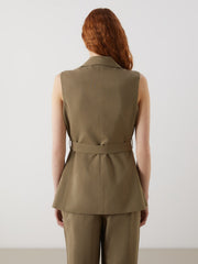 LCW Vision Jacket Collar Linen Blend Women Classic Vest