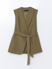 LCW Vision Jacket Collar Linen Blend Women Classic Vest