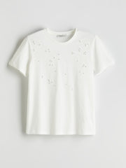 LCW Classic Crew Neck Beaded Women T-Shirt