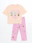 LCW Kids Pink Crew Neck Girls T-Shirt and Leggings
