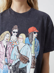 LCWAIKIKI Classic Anthracite Crew Neck Printed Women T-Shirt