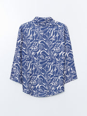 LCW Modest Blue Patterned Women Shirt Tunic