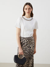 LCW Modest Ecru Crew Neck Embroidered Women T-Shirt