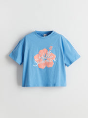 LCW Kids Crew Neck Floral Combed Cotton Girls T-Shirt