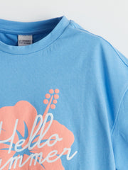 LCW Kids Crew Neck Floral Combed Cotton Girls T-Shirt