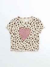 LCW Kids Ecru Crew Neck Printed Girls T-Shirt