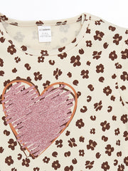 LCW Kids Ecru Crew Neck Printed Girls T-Shirt