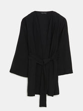 LCW Modest Black Shawl Collar Oversize Women Kimono