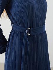 LCW Vision Crew Neck Textured Crinkle Women Dress