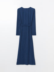 LCW Vision Crew Neck Textured Crinkle Women Dress