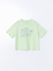 Crew Neck Girls Crop T-Shirt