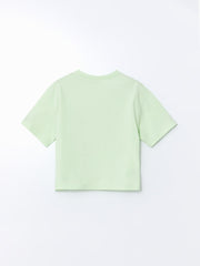 Crew Neck Girls Crop T-Shirt