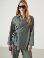 LCW Vision Shawl Collar Textured Oversize Women Kimono