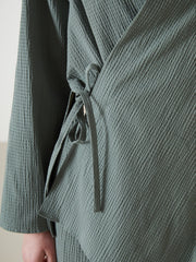 LCW Vision Shawl Collar Textured Oversize Women Kimono