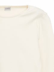 LCW Kids Ecru Crew Neck Bow Detailed Girls Crop T-Shirt